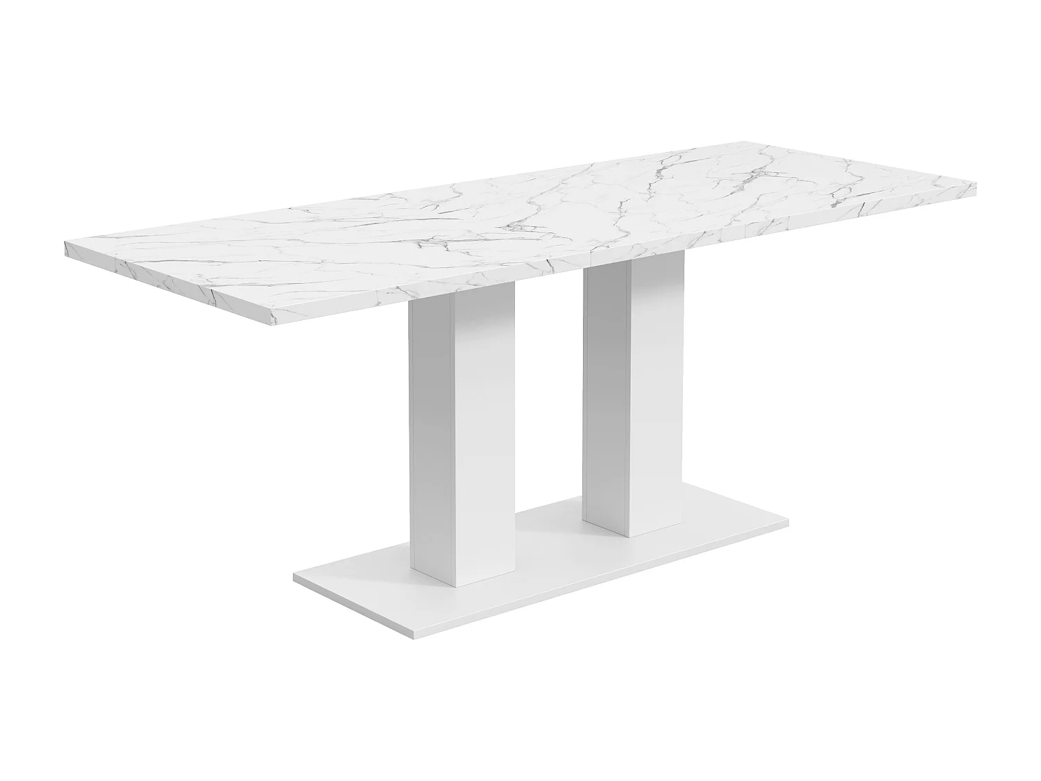 Table à manger rectangulaire extensible 140/180x70x75 cm - 6 à 8 personnes - Plateau épais - MDF - Blanc