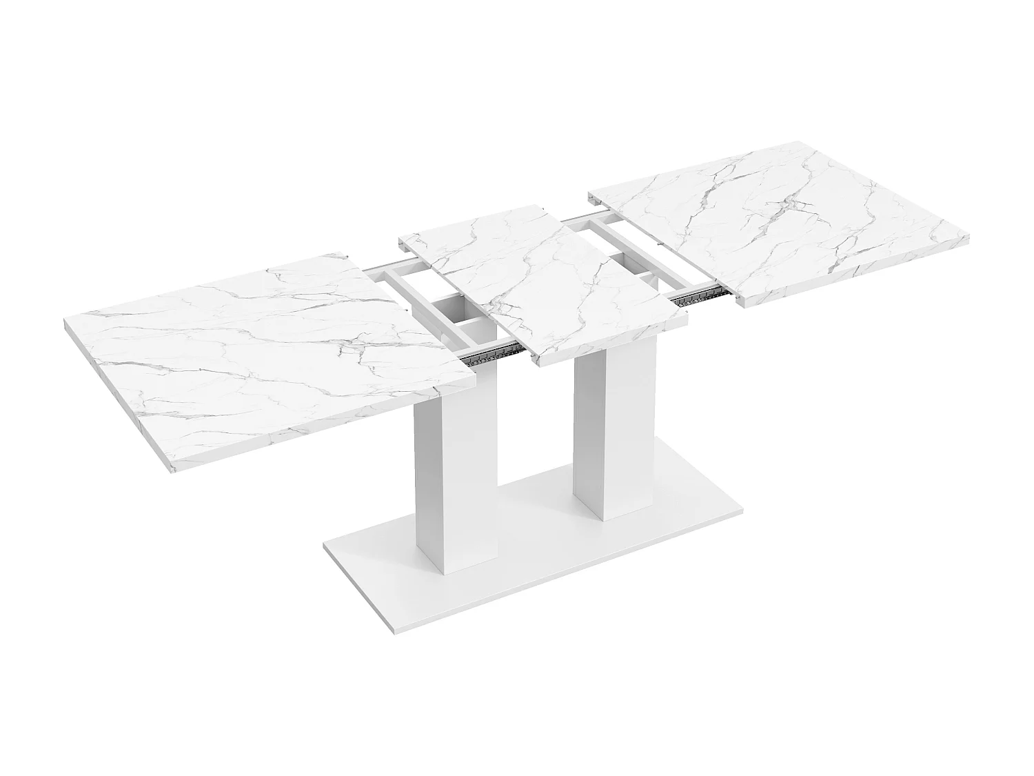 Table à manger rectangulaire extensible 140/180x70x75 cm - 6 à 8 personnes - Plateau épais - MDF - Blanc