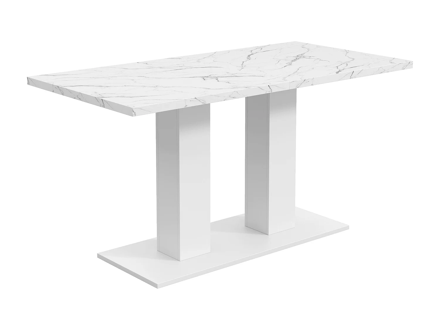 Table à manger rectangulaire extensible 140/180x70x75 cm - 6 à 8 personnes - Plateau épais - MDF - Blanc