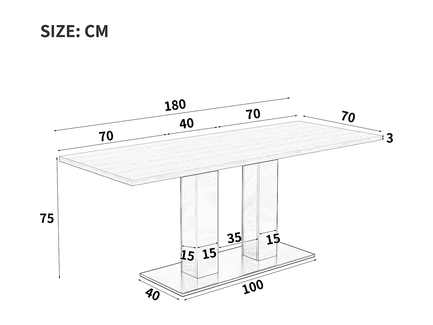 Table à manger rectangulaire extensible 140/180x70x75 cm - 6 à 8 personnes - Plateau épais - MDF - Naturel