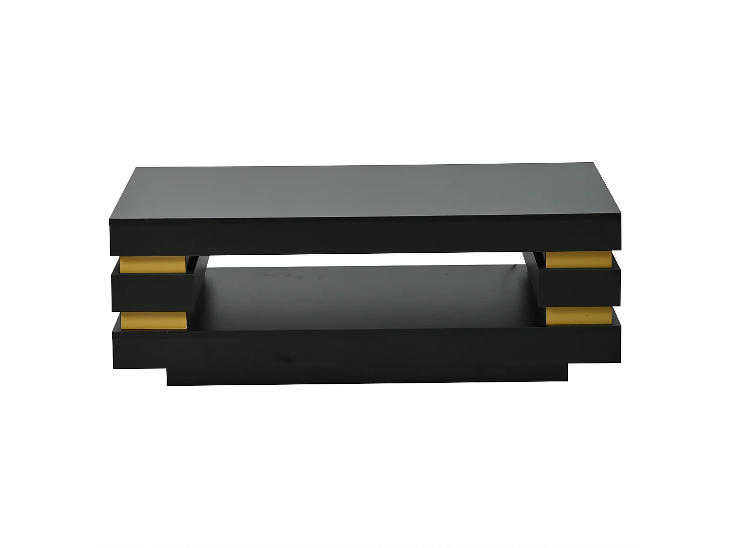 Beistelltisch 100x50x35 cm mit LED-Beleuchtung - Hochglanz-Finish - Durchbrochenes Design - Spanplatten - Schwarz