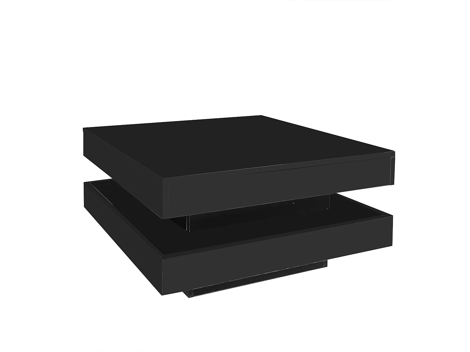 Drehbarer Beistelltisch 70x70x36 cm - Drehbarer Tischplatte 360° - LED-Beleuchtung - Spanplatten - Schwarz