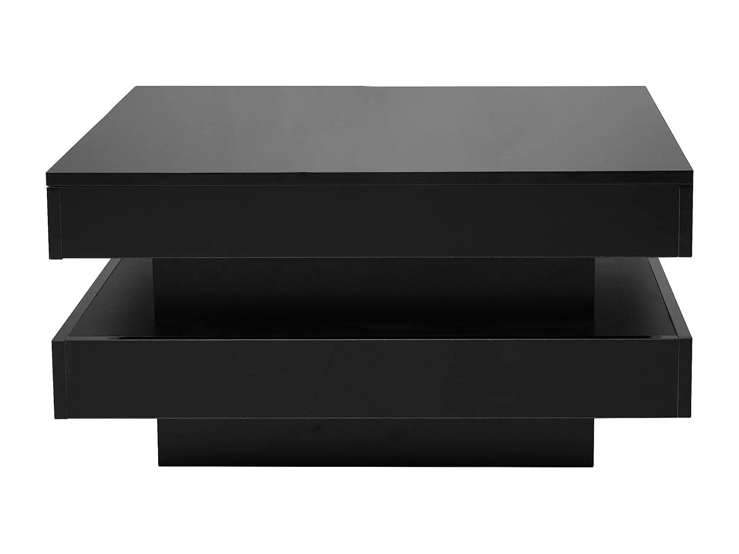 Table basse pivotante 70x70x36 cm - Plateau pivotant à 360° - Éclairage LED - Panneaux de particules - Noir