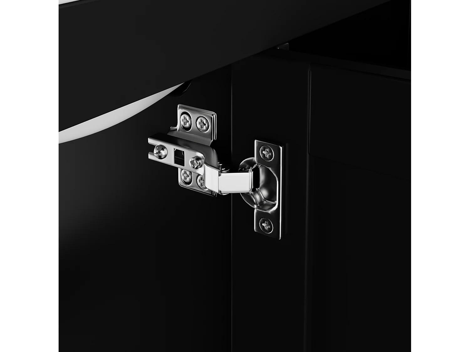 Badezimmerschrank 76x46,5x85,5 cm - mit einem Keramikwaschbecken - 3 Schubladen und 2 Schränke - Schwarz