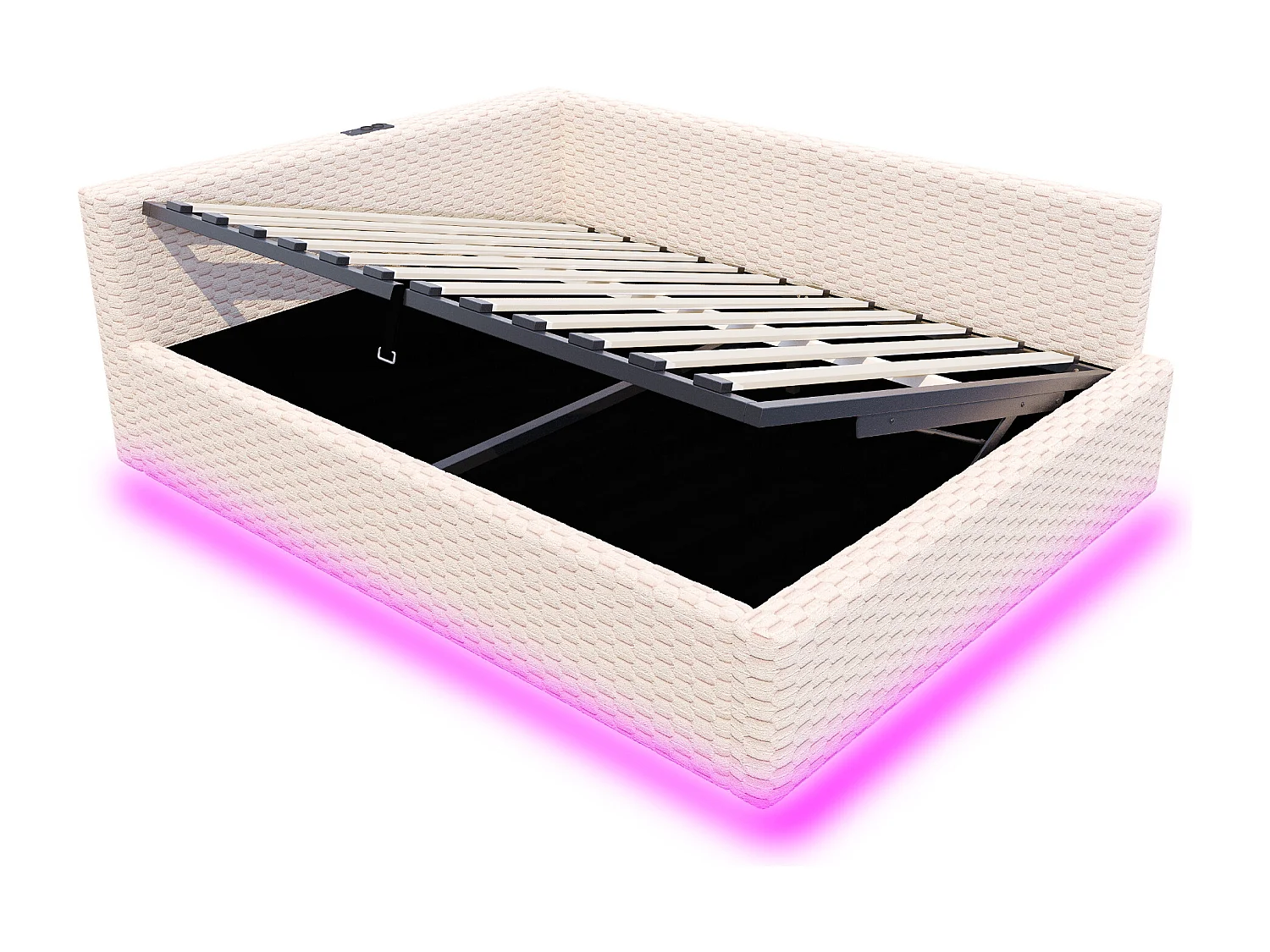 Schlafsofa mit Stauraum 140 x 200 cm - mit LED-Beleuchtung - mit Type-C-Schnittstelle + 2 USB-Anschlüssen - beige​ (Matratze nicht inbegriffen)