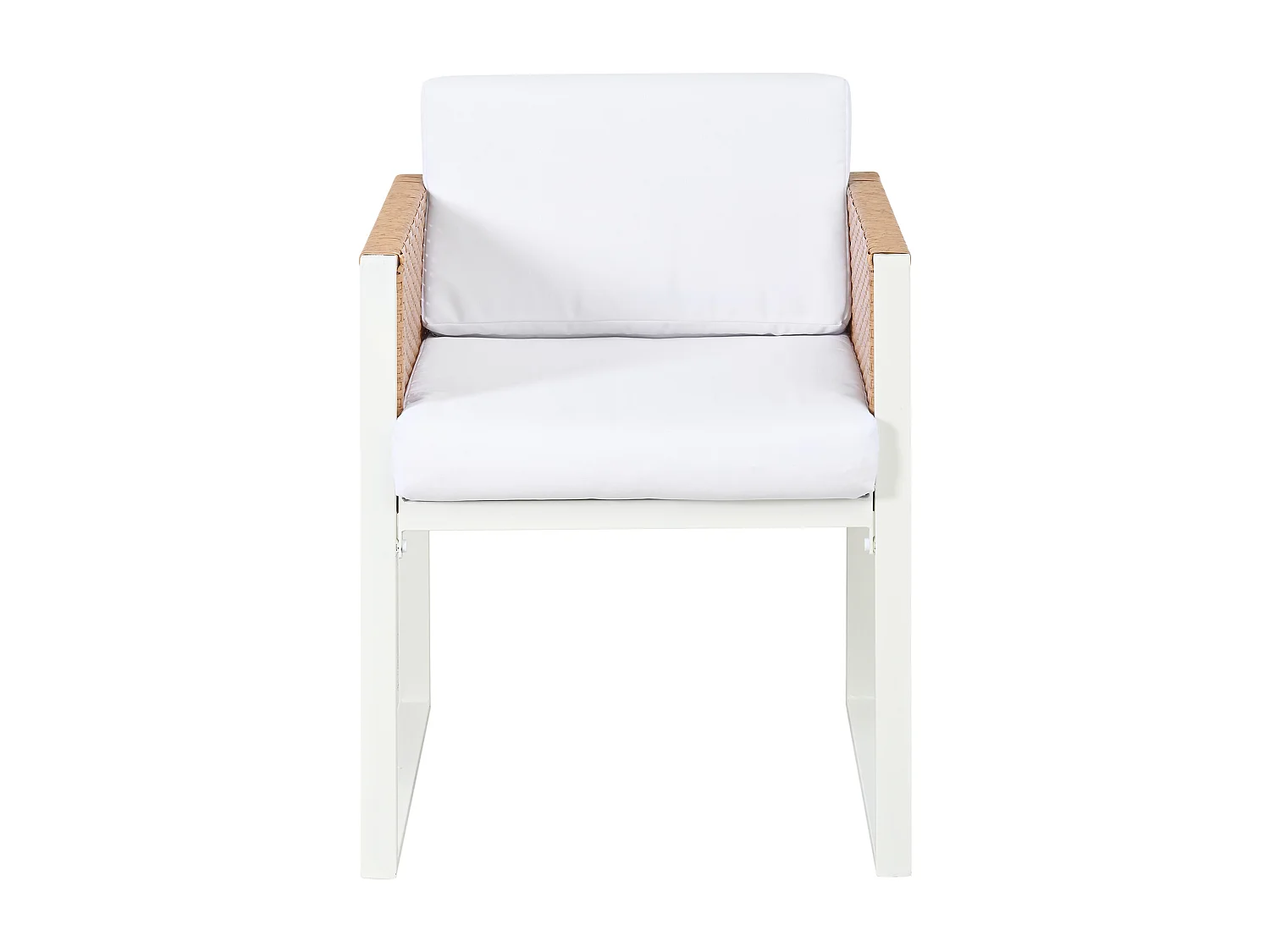 Tuin eetkamer set voor 6 personen - 6 fauteuils - 1 tafel - frame van gegalvaniseerd ijzer - in afneembare en wasbare stof - wit