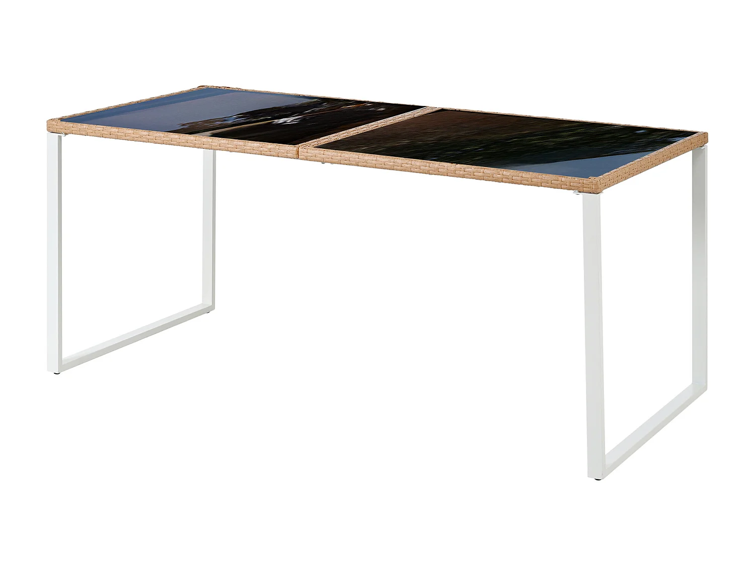 Tuin eetkamer set voor 6 personen - 6 fauteuils - 1 tafel - frame van gegalvaniseerd ijzer - in afneembare en wasbare stof - wit