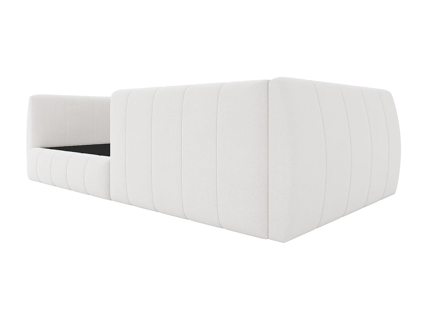 Lit simple rembourré 90x200 cm - avec barrières de sécurité - avec sommier à lattes - MDF + Lin - Beige (sans matelas)