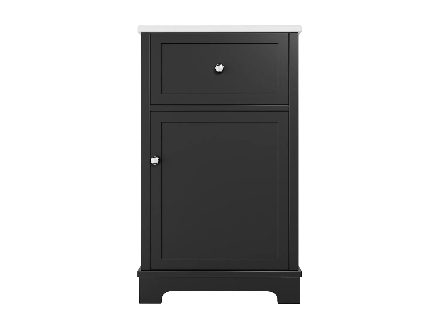 Badezimmerschrank mit Füßen - Integrierte Waschschüssel - Klapptür und höhenverstellbare Einlegeböden - MDF - Schwarz