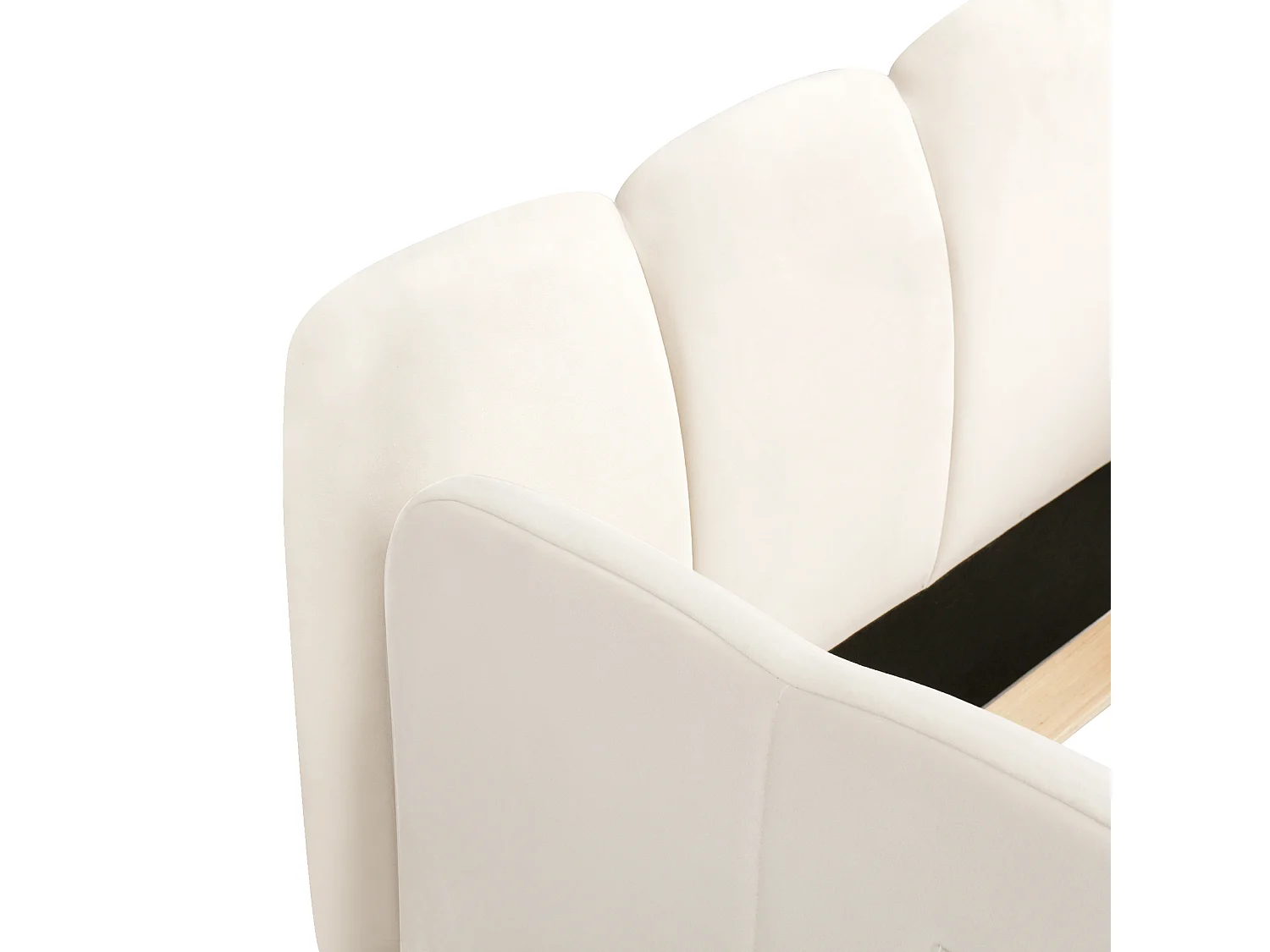 Cama infantil acolchoada 90x200cm - con cabeceira acolchoada e barreiras de segurança - pés de madeira maciça - em veludo - bege