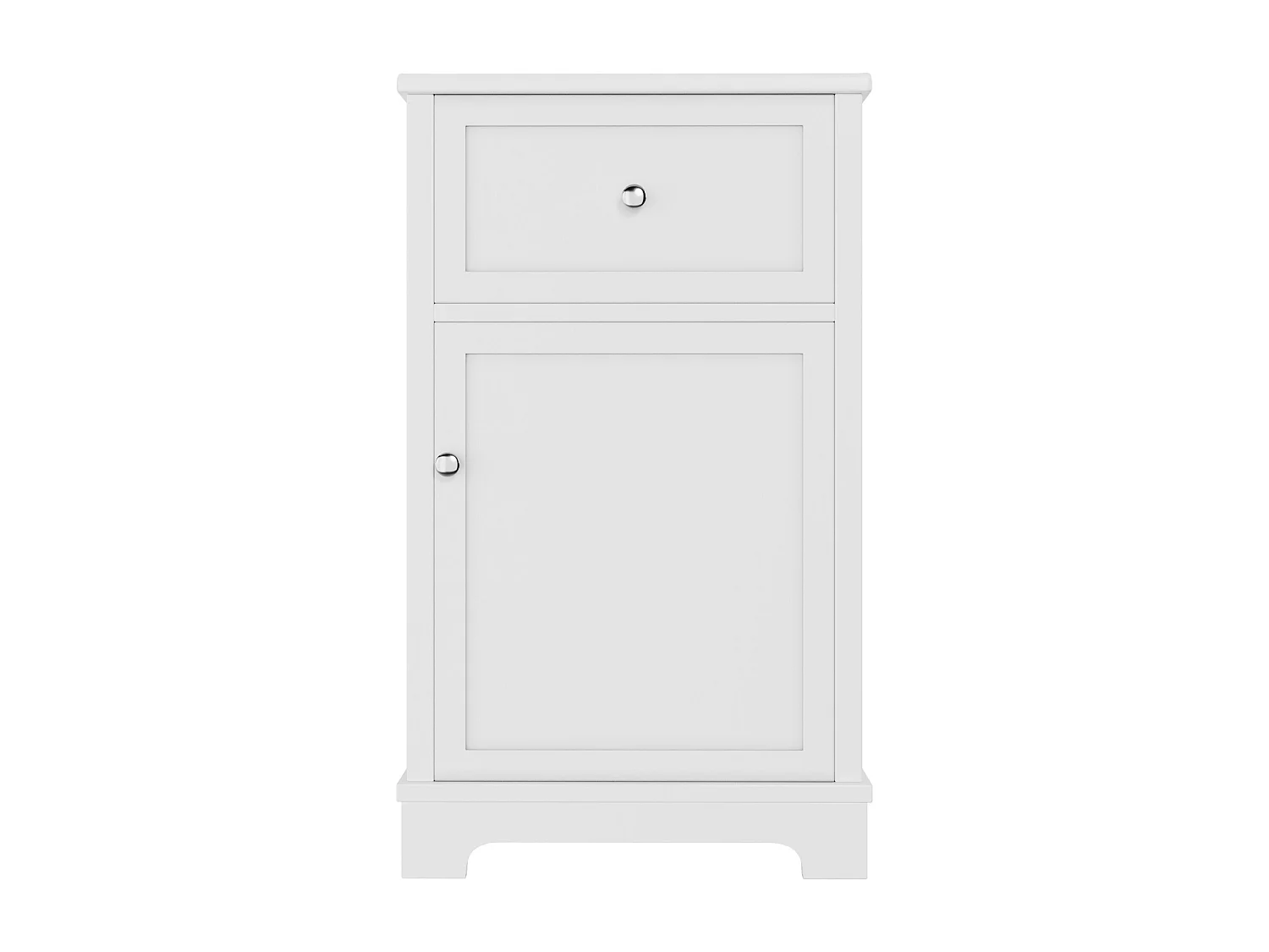 Meuble de salle de bain sur pied - Vasque intégrée - Porte abattante et étagères réglables - MDF - Blanc