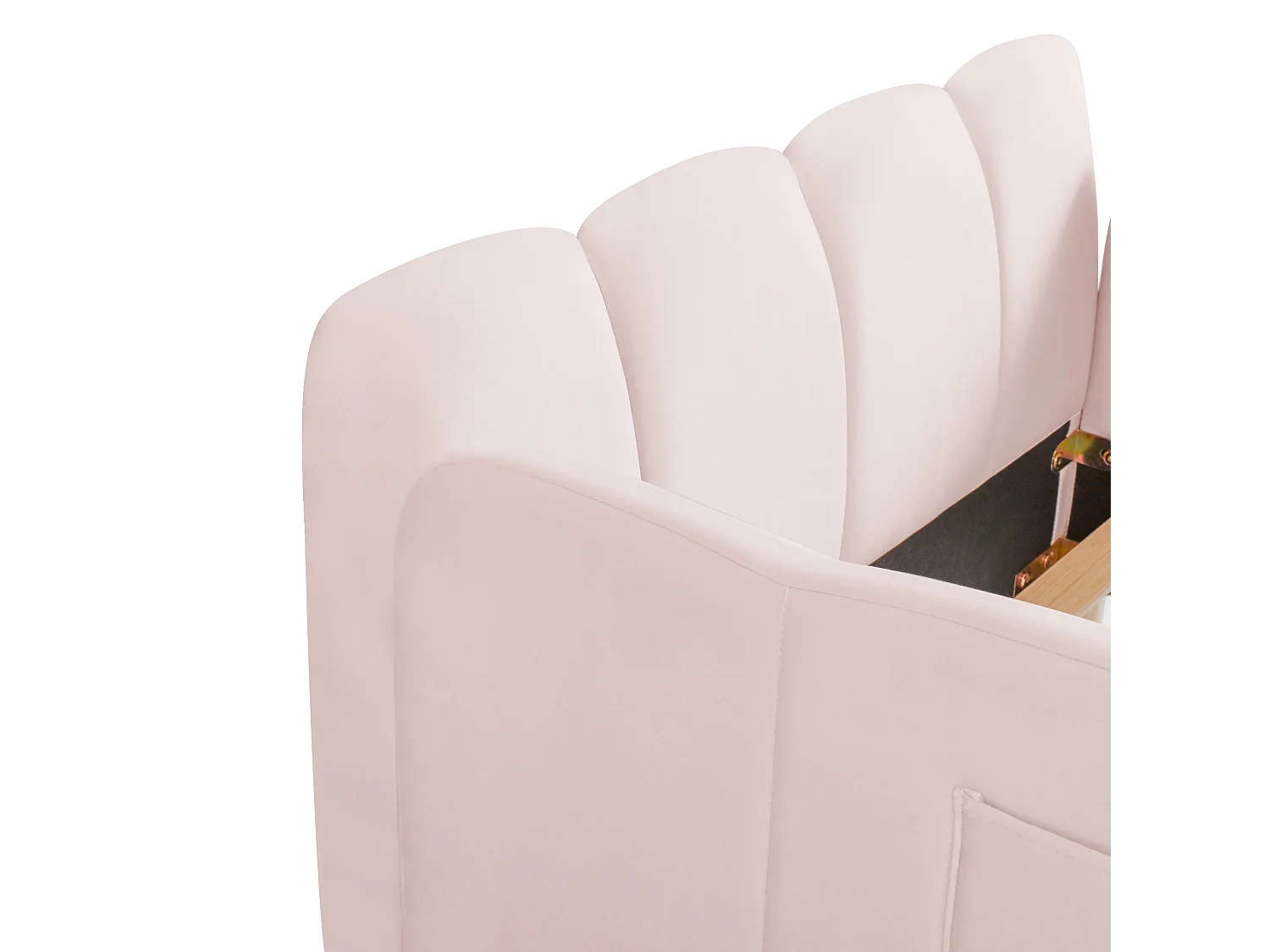 Lit enfant capitonné 90x200cm - avec tête de lit capitonnée et barrières de sécurité - pieds en bois massif - Velours - rose