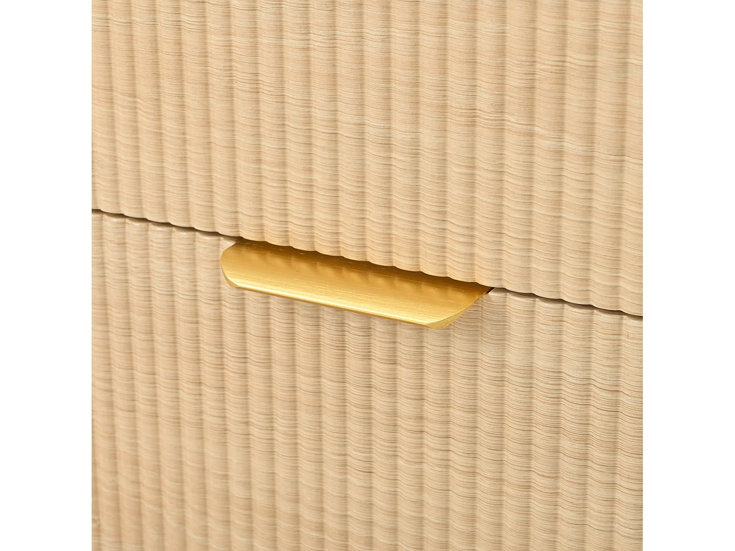 Wandhängender Badezimmerschrank - mit einem runden Keramikwaschbecken - Holzmaserung-Optik - mit 2 Schubladen - weiß + Natur​ (Wasserhahn nicht inbegriffen)