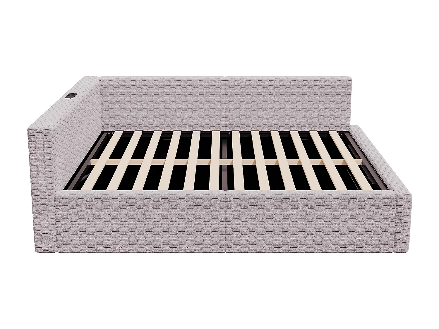 Schlafsofa mit Stauraum 140 x 200 cm - mit LED-Beleuchtung - mit Type-C-Schnittstelle + 2 USB-Anschlüssen - Grau​ (Matratze nicht inbegriffen)