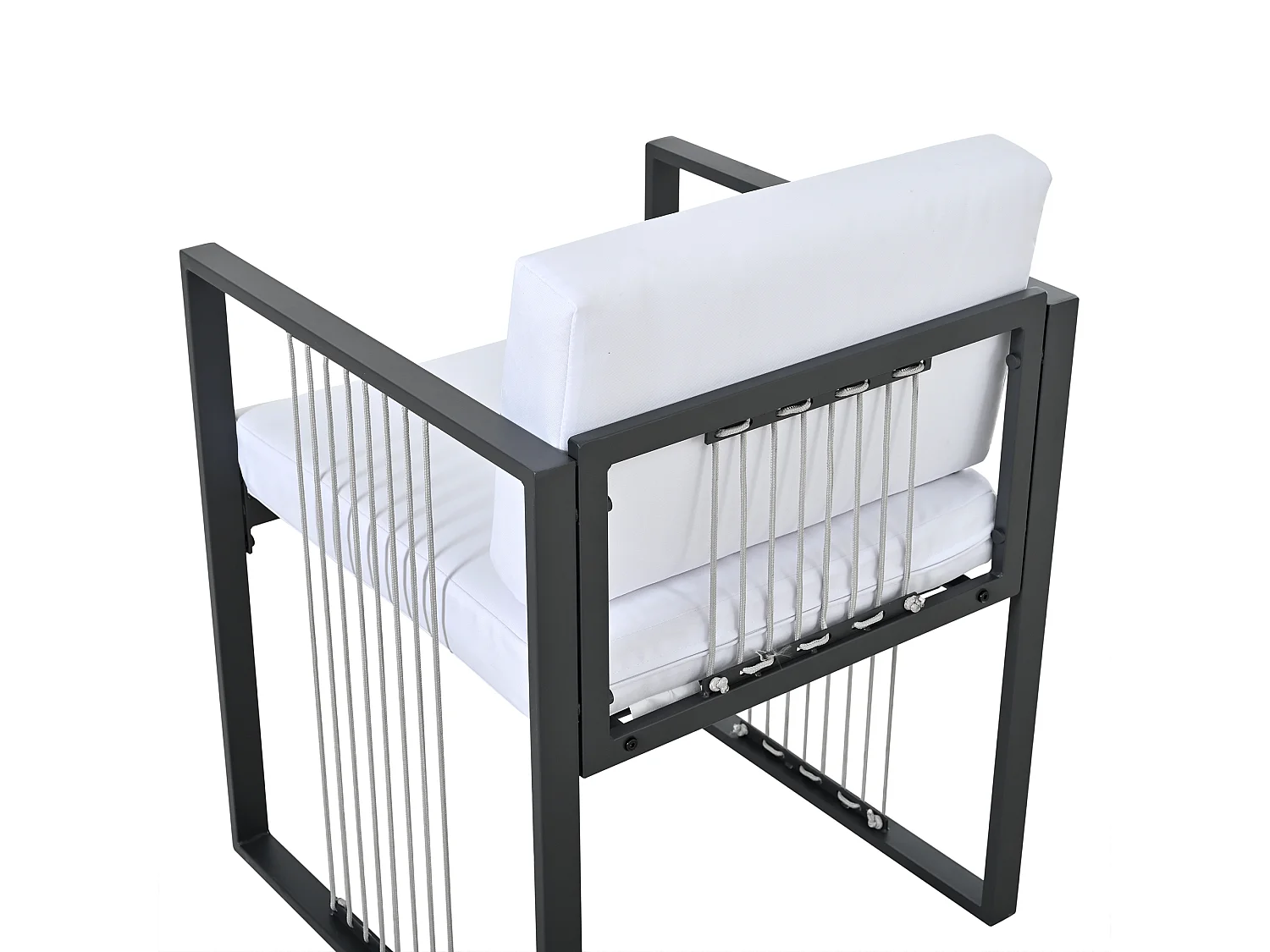 Garten-Esszimmer-Set für 6 Personen, Tisch aus Sicherheitsglas, Gestell aus verzinktem Eisen, 4 Stühle, 2 Hocker, 1 Tisch, Schwarz