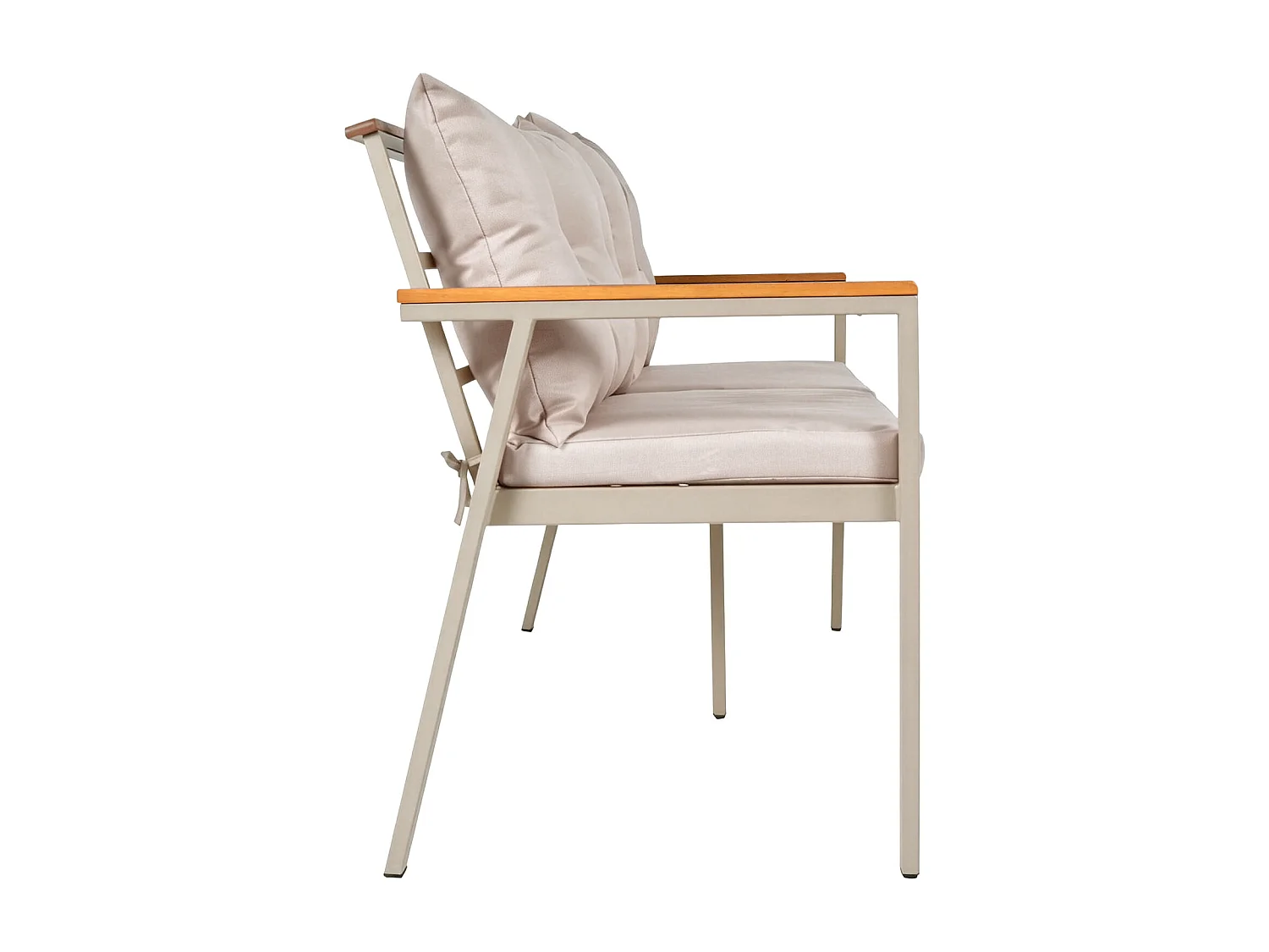 Ensemble de salle à manger de jardin pour 6 personnes - 4 fauteuils - 1 table - 2 tabourets - fer galvanisé - tissu déhoussable et lavable - beige