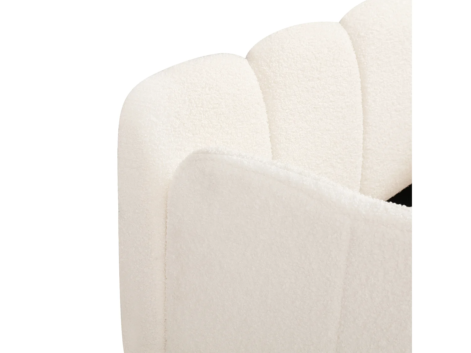 Lit enfant capitonné 90x200cm - avec tête de lit capitonnée et barrières de sécurité - pieds en bois massif - tissu bouclé - beige