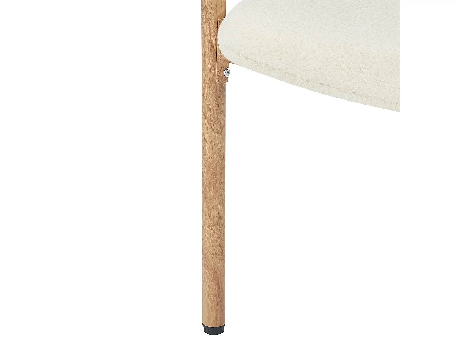 Set van 4 metalen stoelen in houtlook - Met armleuningen - Metalen frame - Bouclé stof beige - Natuurlijke kleur