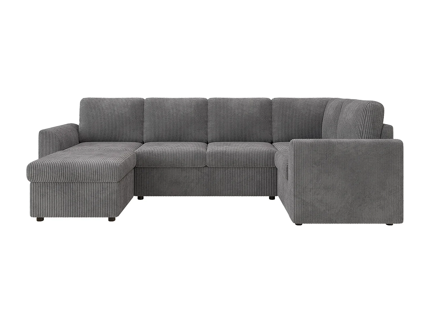 Canapé d'angle en chenille en forme de L - avec accoudoirs - avec 1 repose-pieds multifonctionnel portable - Gris