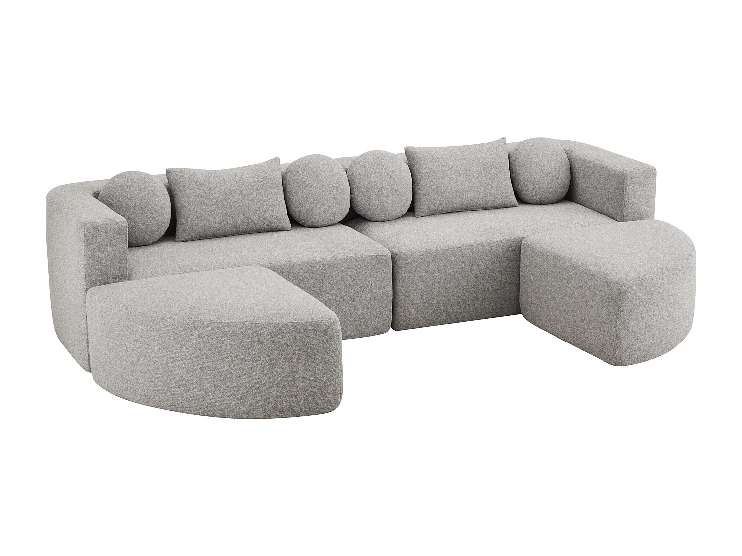 Canapé modulaire en chenille - avec fonction sommeil - aucun assemblage requis - forme transformable - Gris