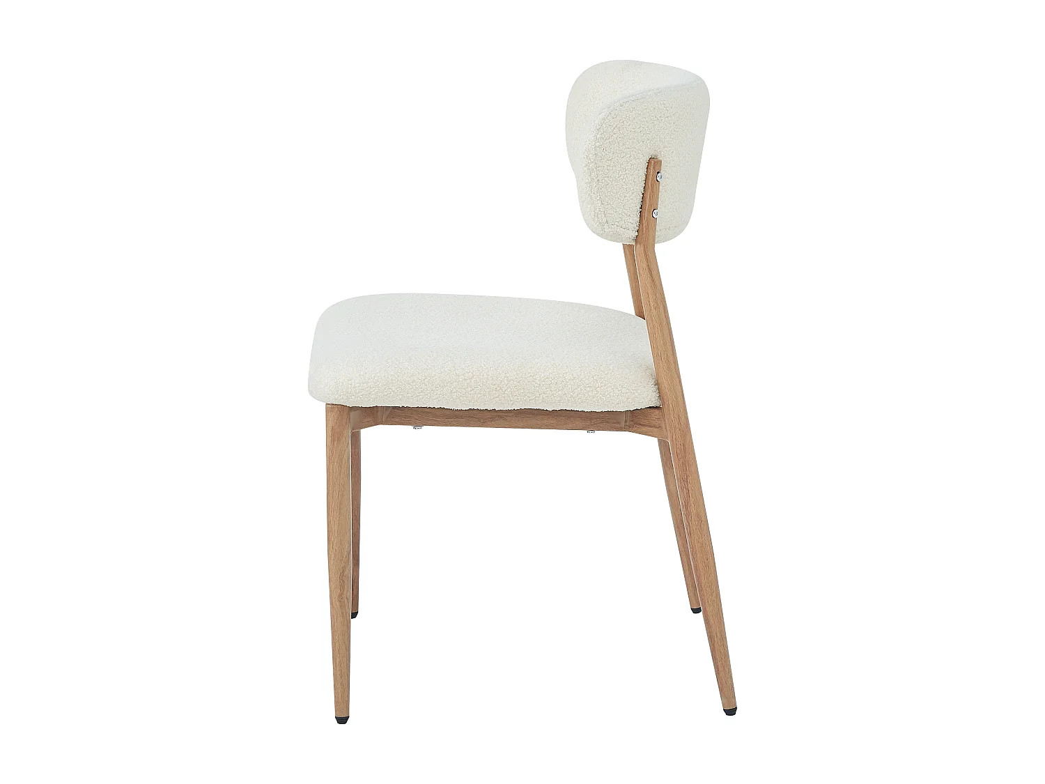 Satz mit 2 Metall-Stühlen - Holzoptik - Bouclé-Stoff beige - Weiches Sitzkissen - Natur