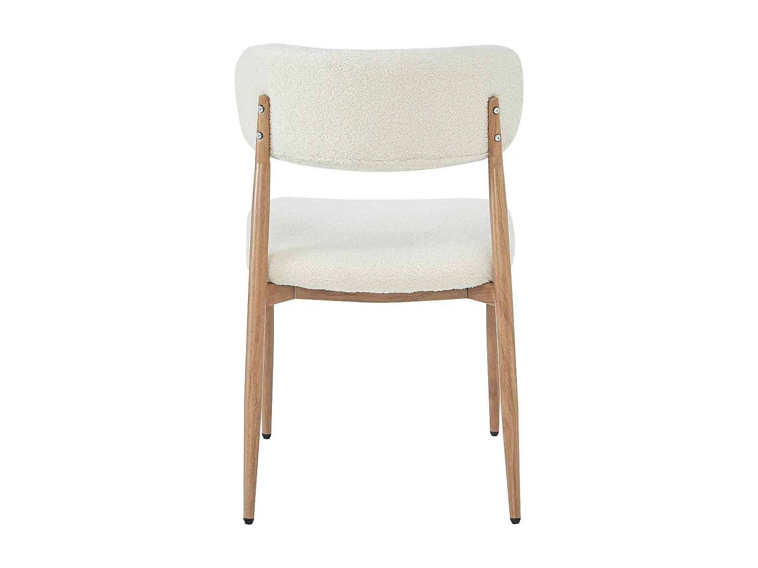 Satz mit 2 Metall-Stühlen - Holzoptik - Bouclé-Stoff beige - Weiches Sitzkissen - Natur