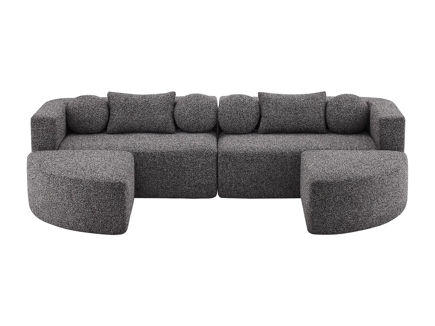 Modulares Sofa aus Chenille - mit Schlaffunktion - kein Zusammenbau erforderlich - veränderbare Form - Schwarz