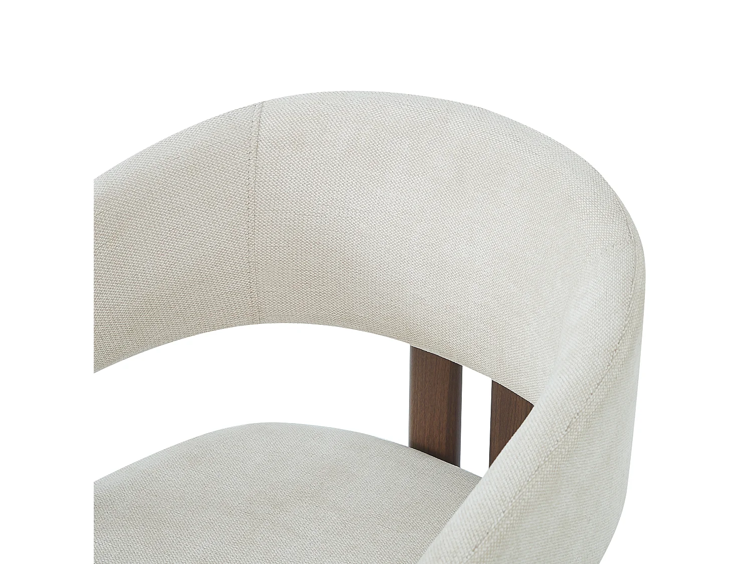 Set van 4 metalen stoelen in houtlook - Met armleuningen - Metalen frame - Linnen stof beige - Bruin