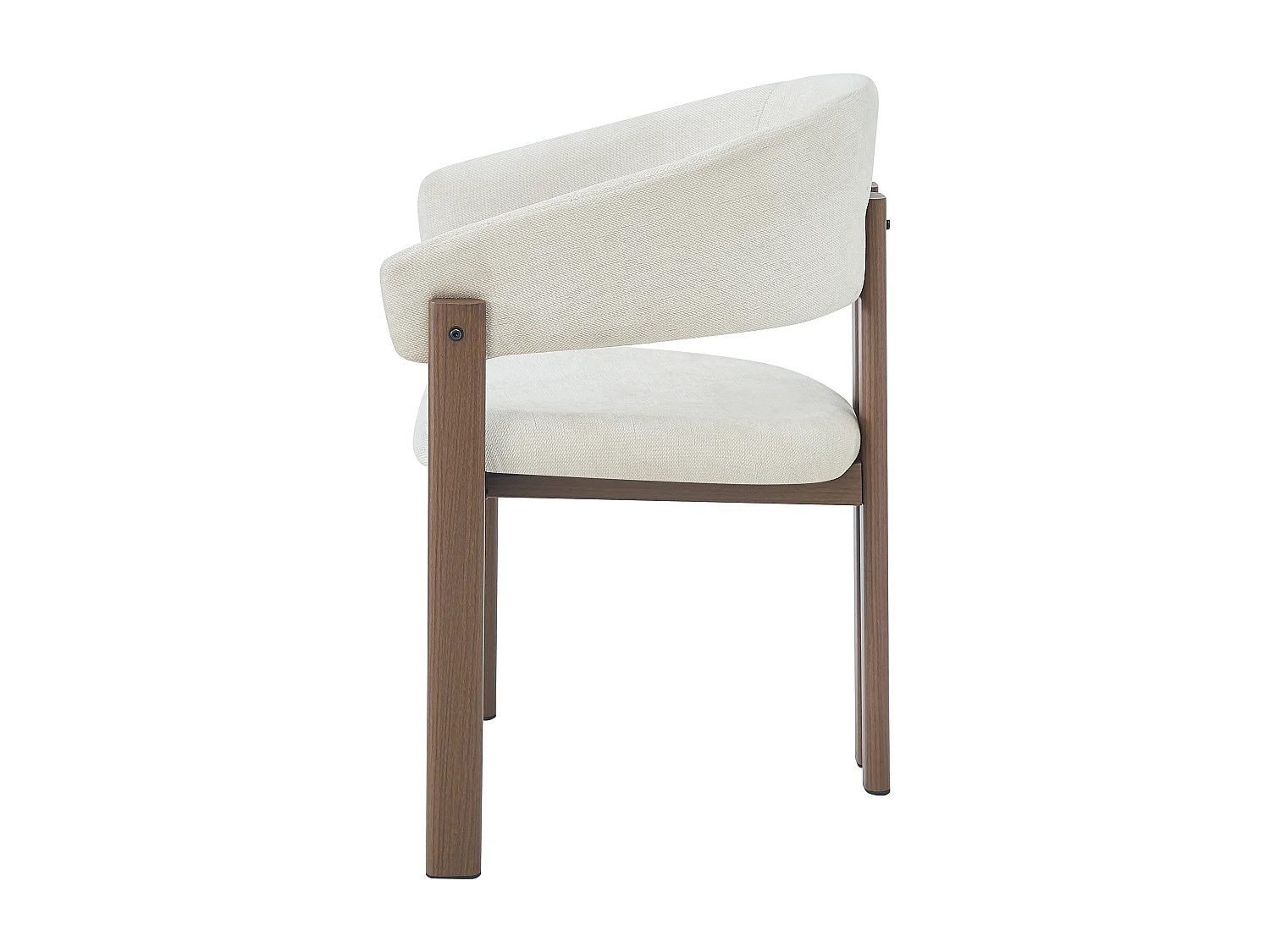 Set van 2 metalen stoelen in houtlook - Met armleuningen - Metalen frame - Linnen stof beige - Bruin