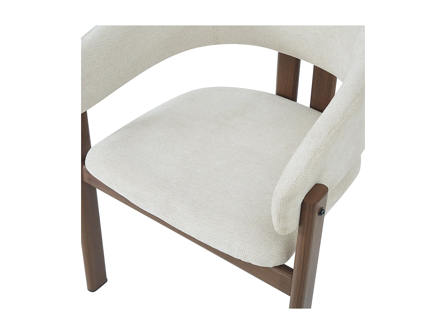 Set van 2 metalen stoelen in houtlook - Met armleuningen - Metalen frame - Linnen stof beige - Bruin