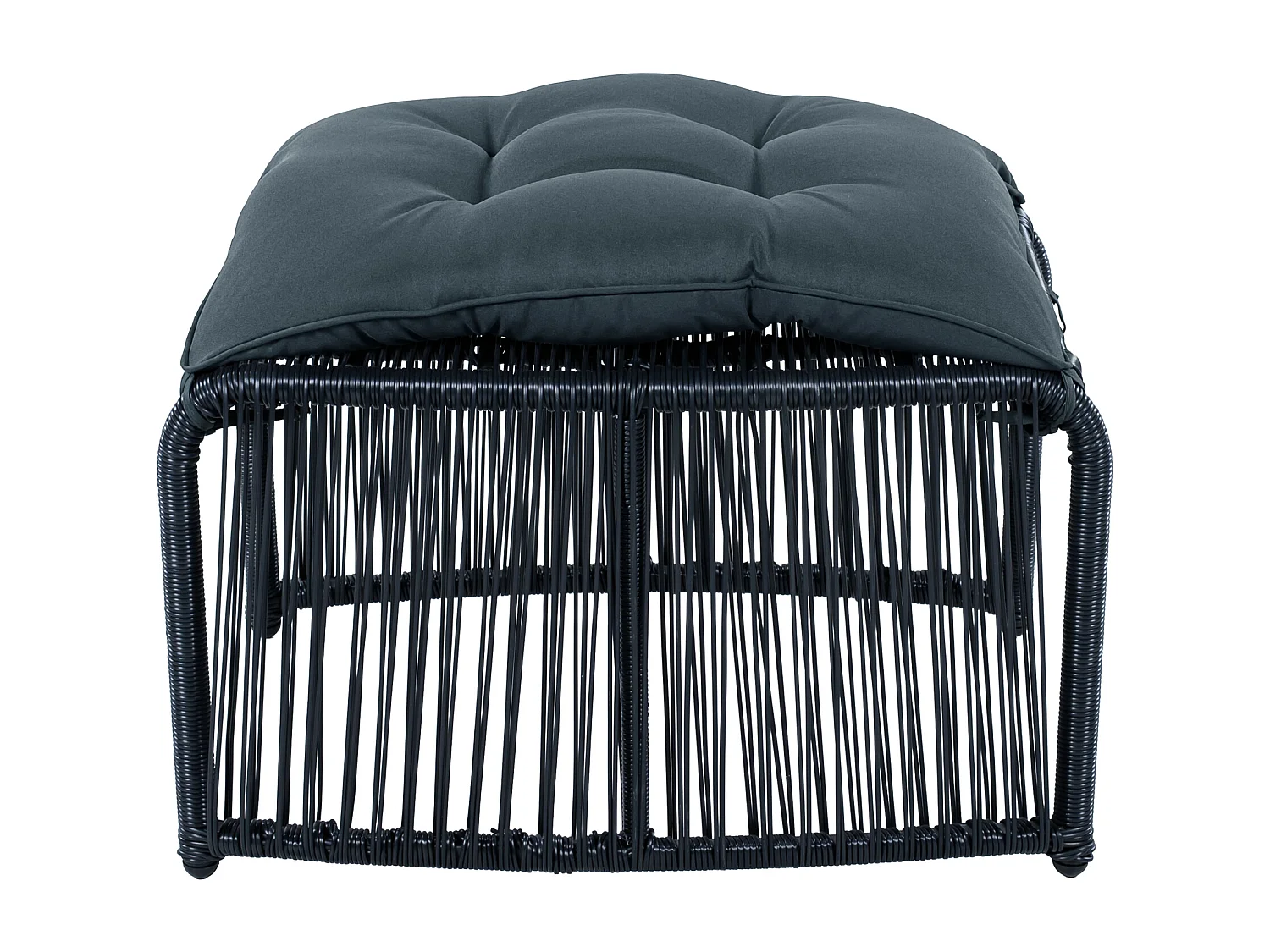 Conjunto de jardín informal 5 piezas - incluye 1 mesa, 2 sillas y 2 taburetes - con cojines y un tablero de vidrio - Gris