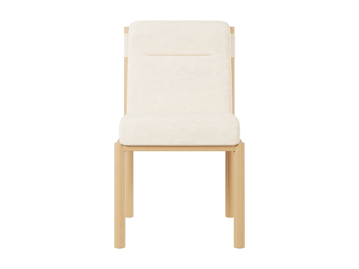 Set van 6 metalen stoelen - Eiken afwerking - Dik zitkussen - weefsel van lamswol - Beige