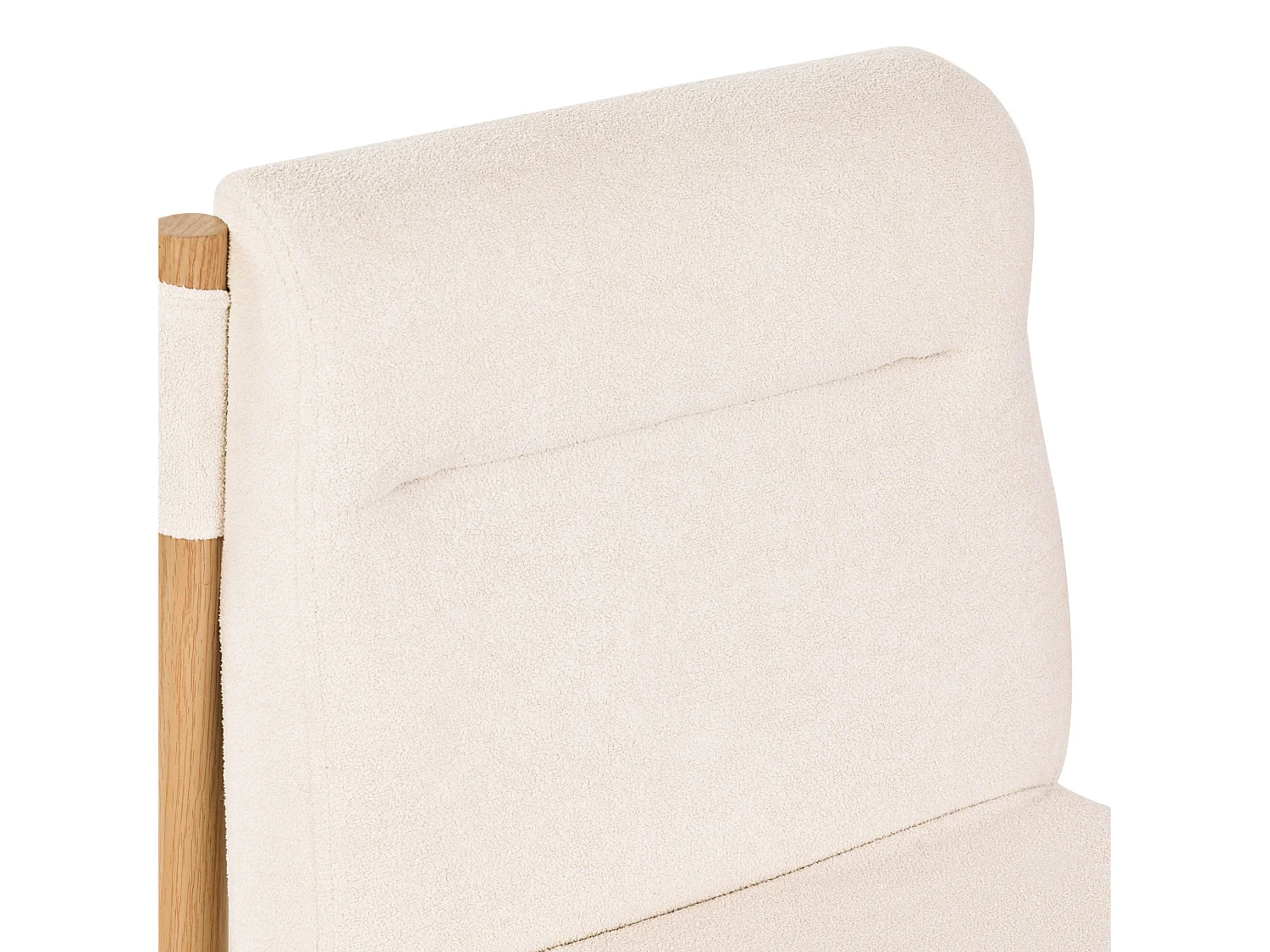 Set van 6 metalen stoelen - Eiken afwerking - Dik zitkussen - weefsel van lamswol - Beige