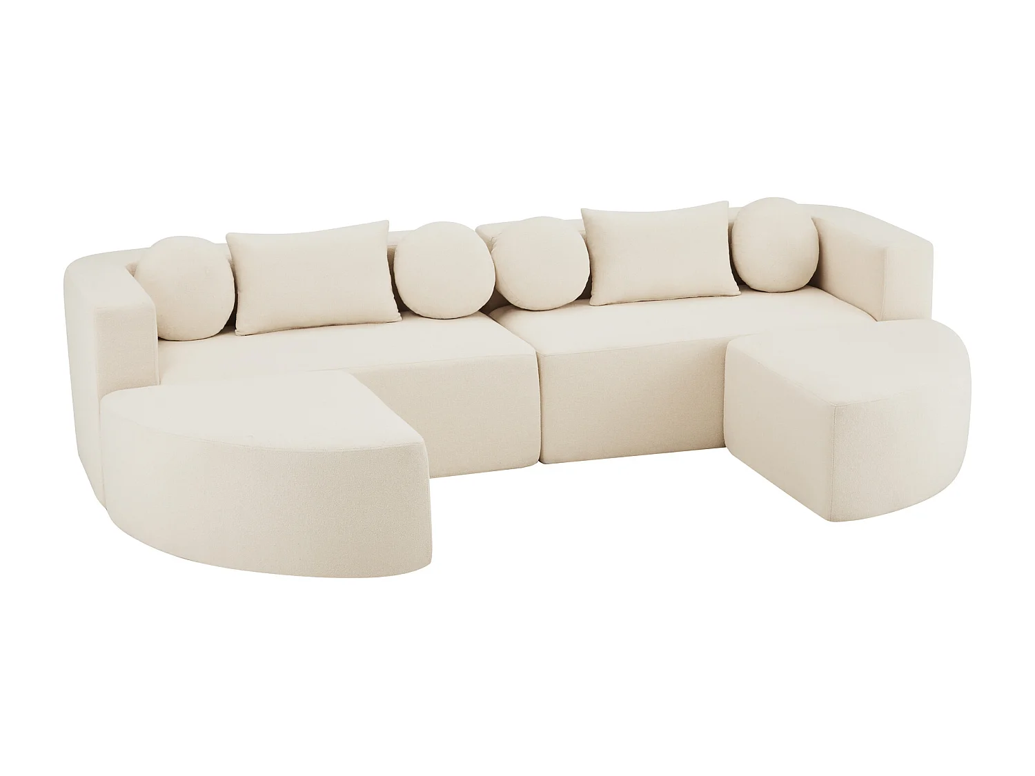 Modulares Sofa aus Chenille - mit Schlaffunktion - kein Zusammenbau erforderlich - veränderbare Form - Beige