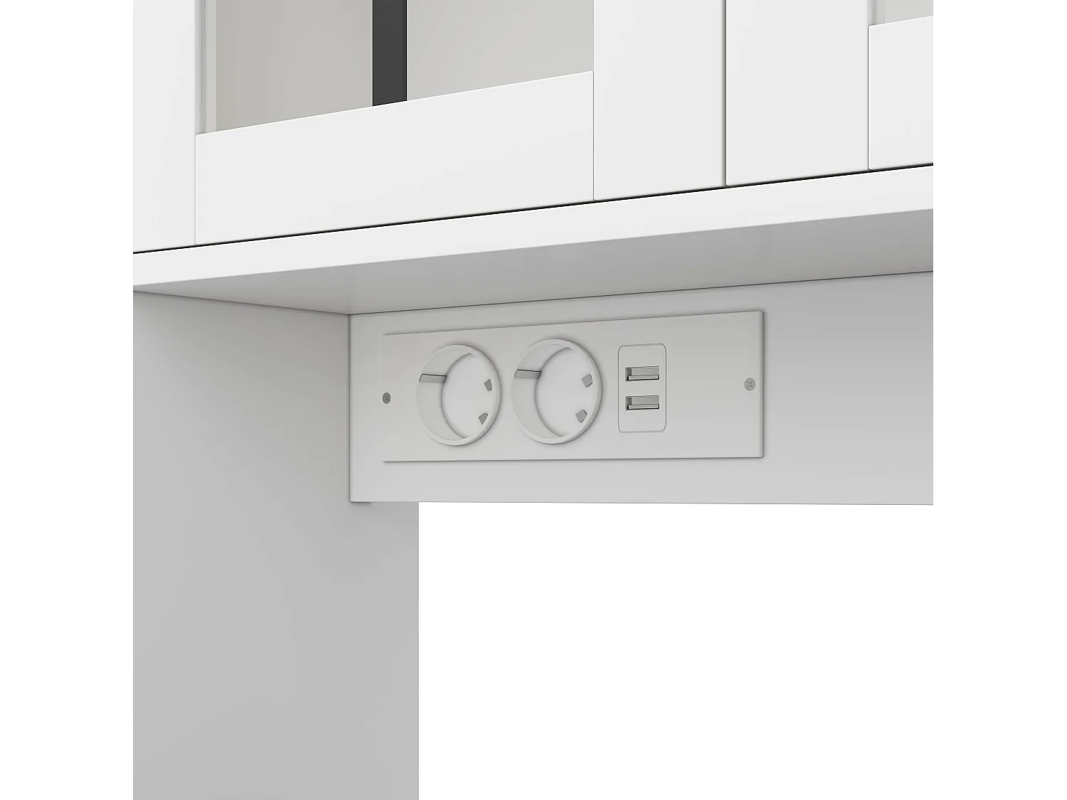 Buffet de cuisine moderne 105x40x180cm - avec éclairage LED et prise - avec étagère réglable - tiroirs et compartiment de rangement - Blanc