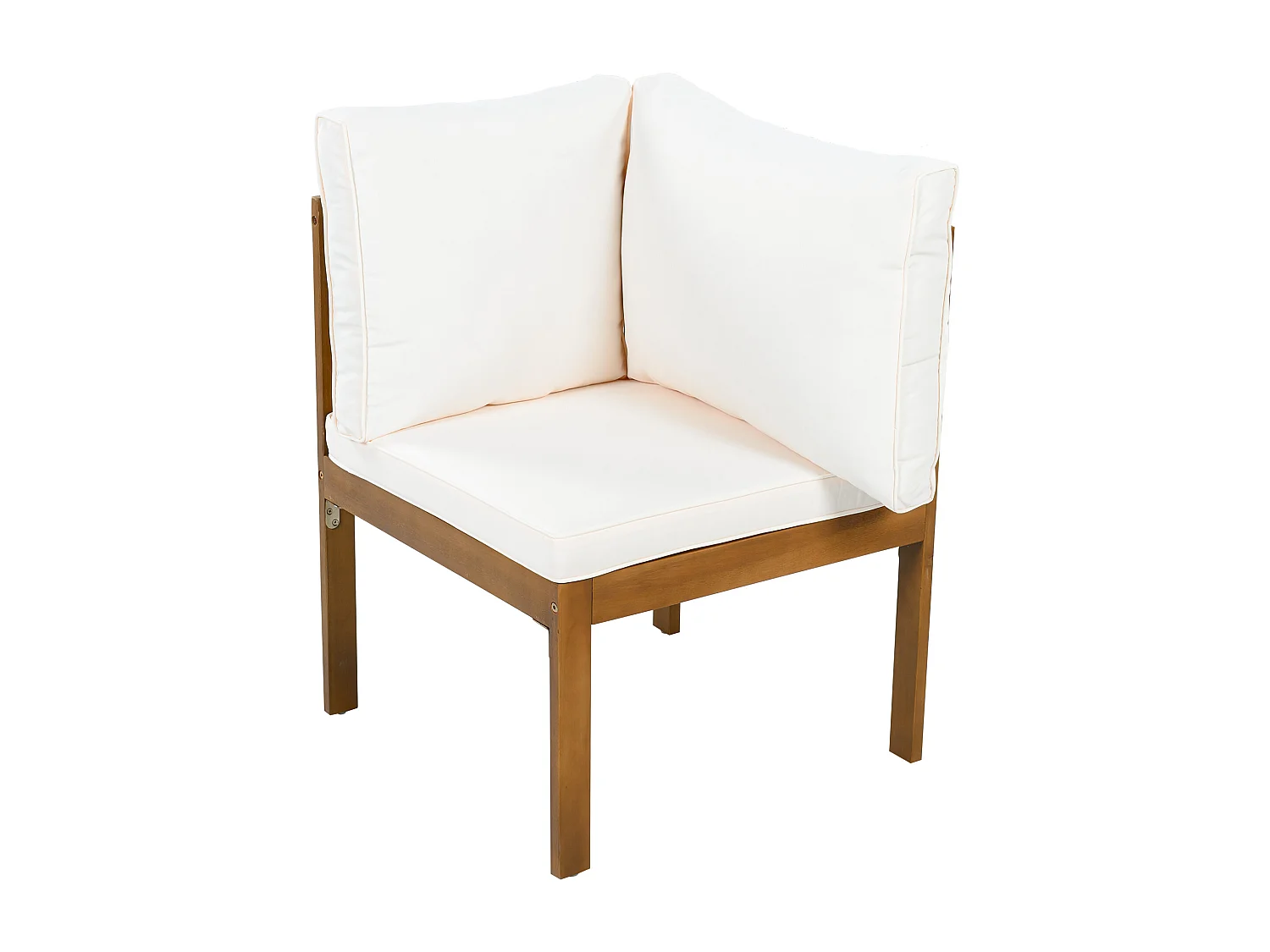 Conjunto de sala de jardim 5 lugares, sofá de canto + mesa de centro, estrutura de acácia, em corda trançada, bege