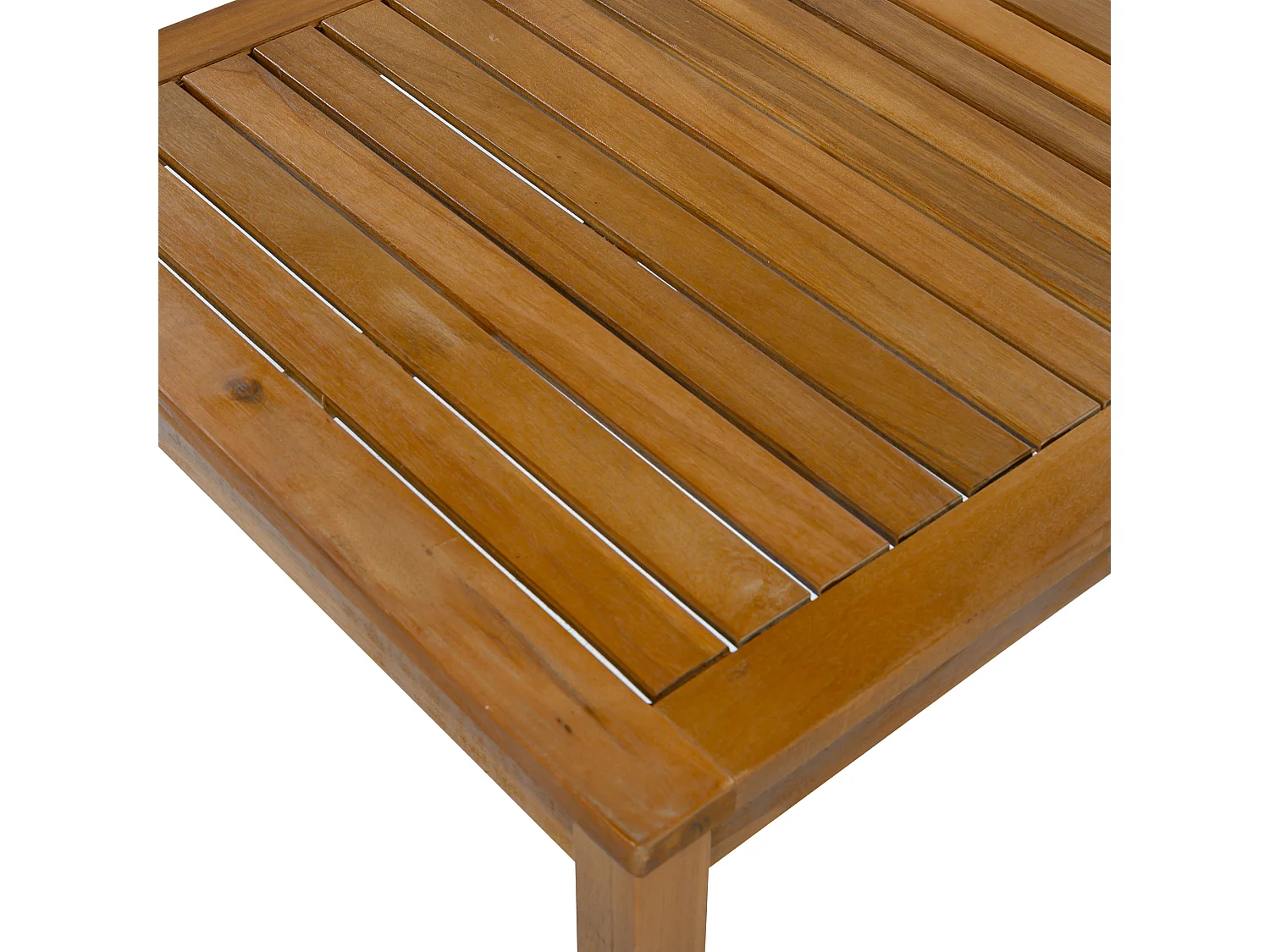 Conjunto de sala de jardim 5 lugares, sofá de canto + mesa de centro, estrutura de acácia, em corda trançada, bege