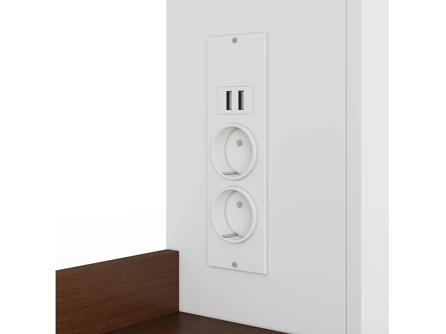 Buffet de cuisine moderne 105x40x185cm - avec éclairage LED et prise - avec étagère réglable - tiroirs et crochets - Blanc