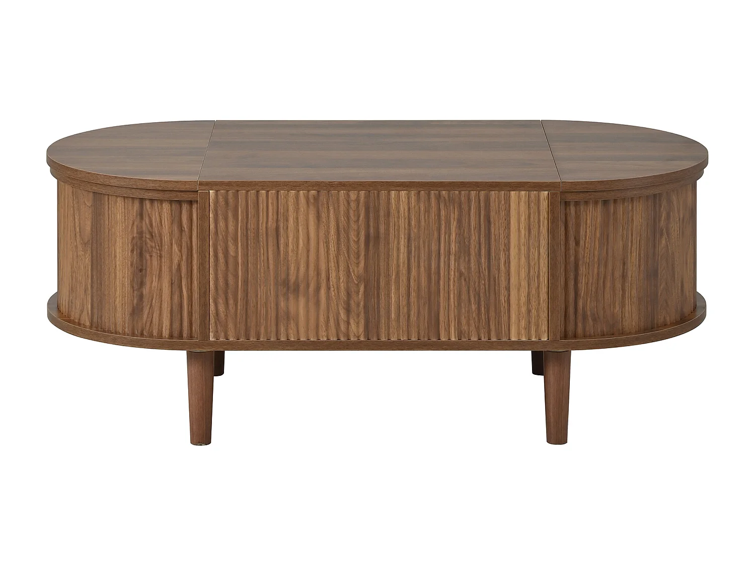 Höhenverstellbarer ovaler Beistelltisch 100x48x53,5 cm - Vintage-Stil - Stauraumtisch - MDF - Braun