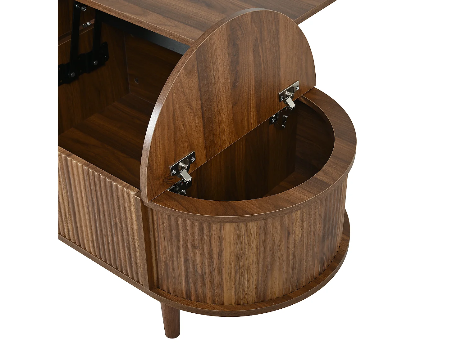 Höhenverstellbarer ovaler Beistelltisch 100x48x53,5 cm - Vintage-Stil - Stauraumtisch - MDF - Braun