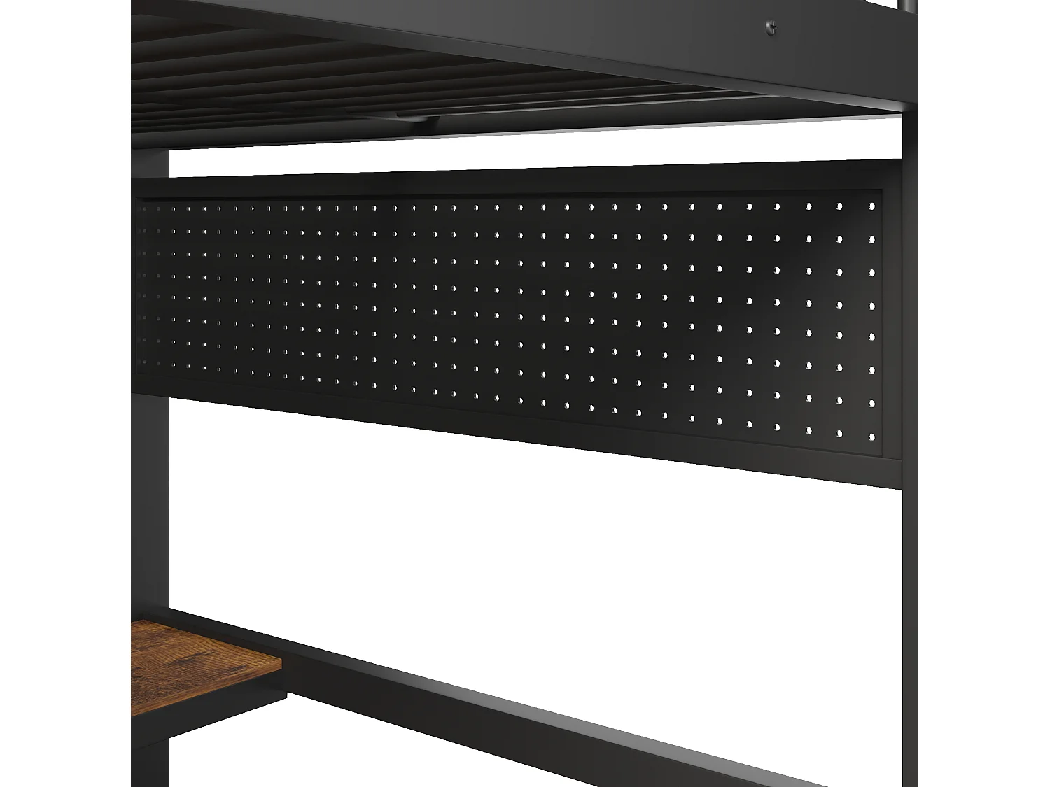 Hoogslaper 140×200 cm - Metalen frame - LED-verlichting - Ladder inbegrepen - zwart​ (matras niet inbegrepen)