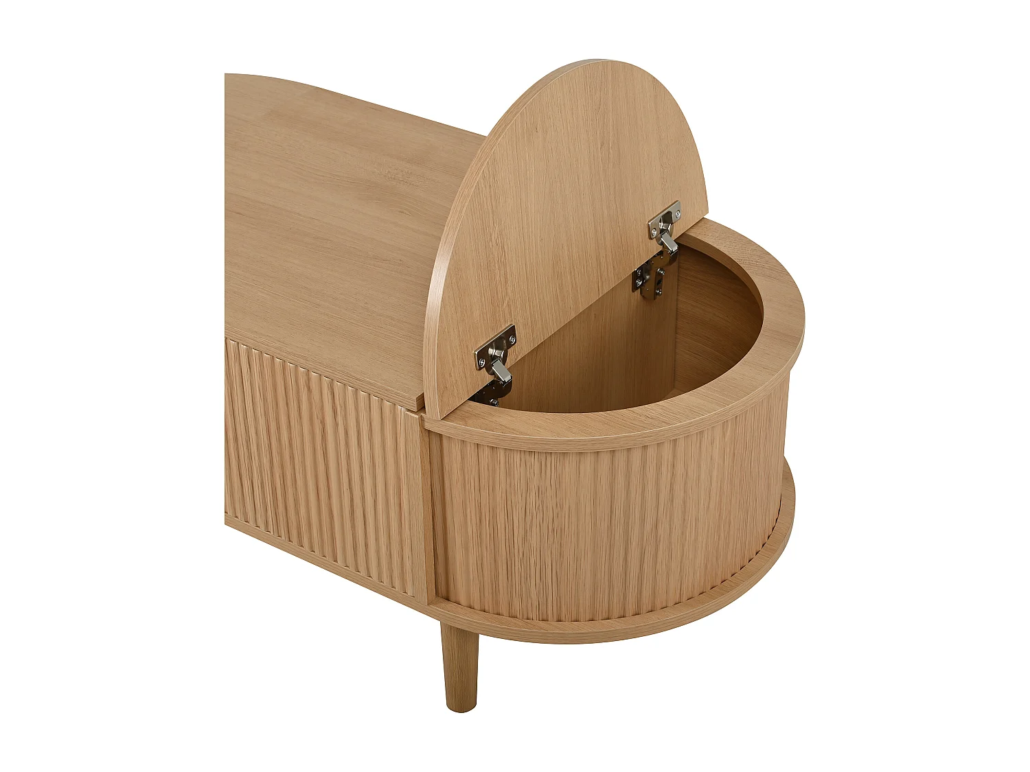 Höhenverstellbarer ovaler Beistelltisch 100x48x53,5 cm - Vintage-Stil - Stauraumtisch - MDF - Natur