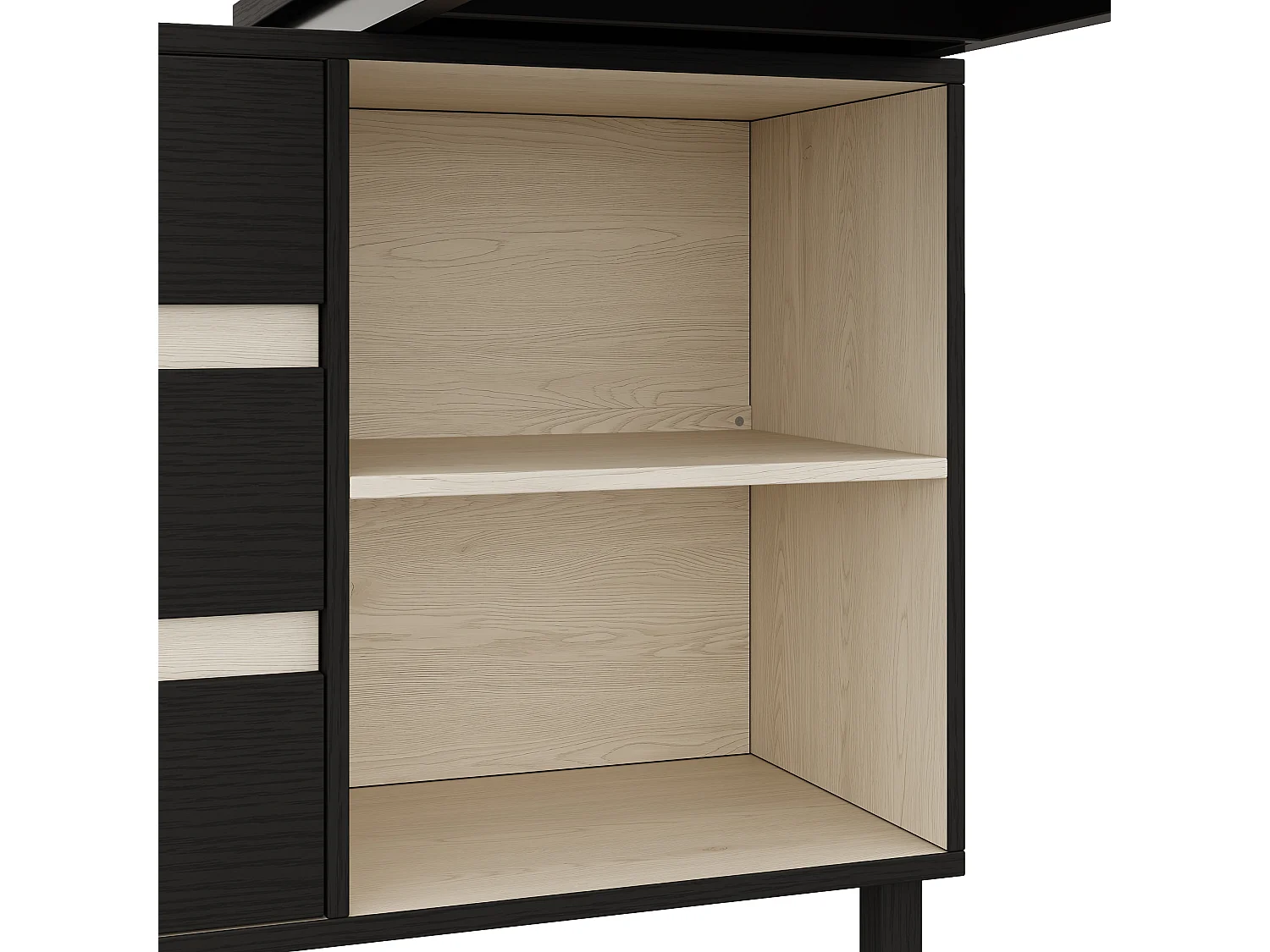 Eck-Schreibtisch 150x100x76 cm - 3 Schubladen und 2 offene Ablagen - Stahlrohrfüße - MDF + Metall - Schwarz und Weiß