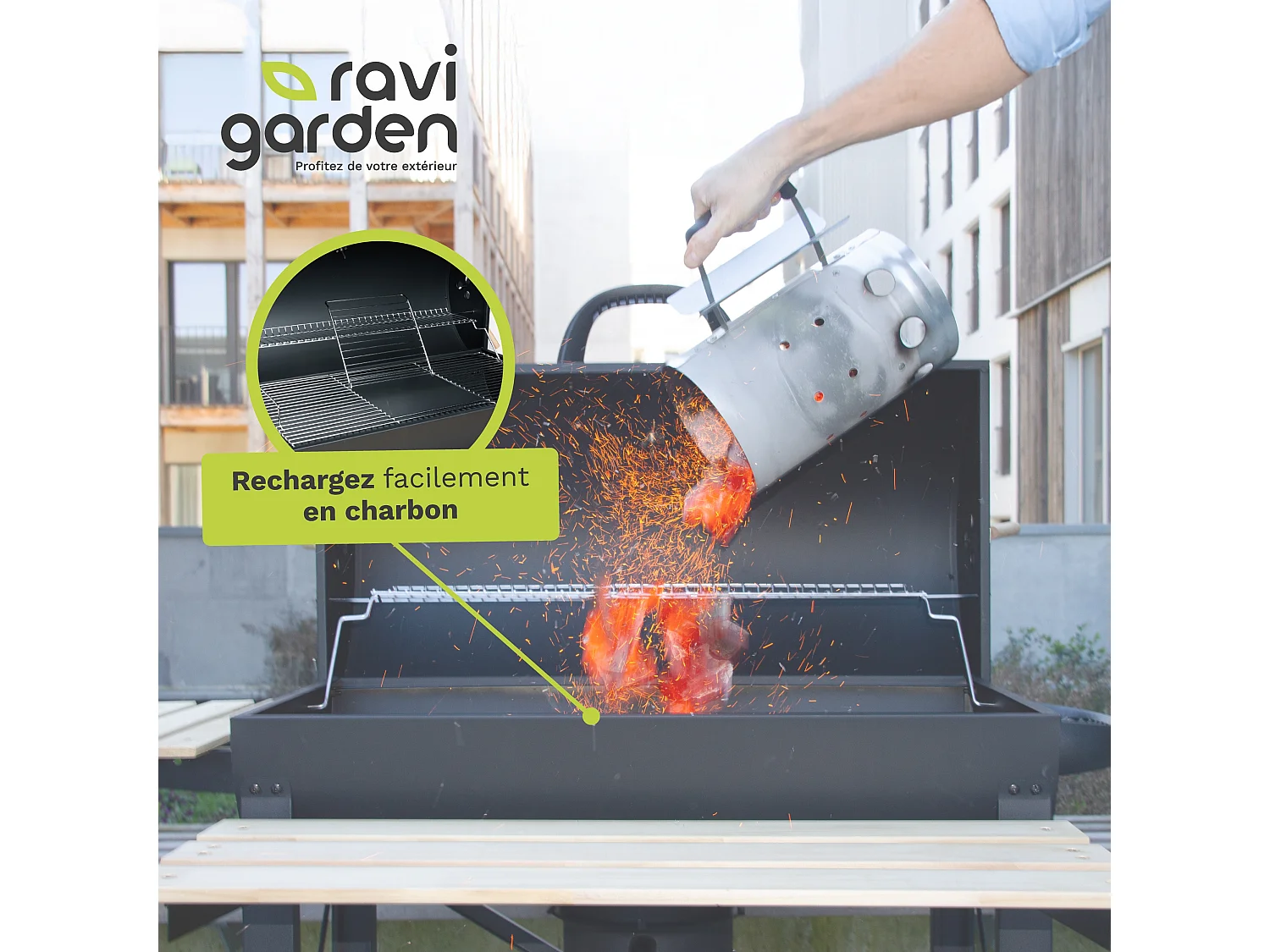 Barbecue Charbon de Bois XXL avec Couvercle | Barbecue à Charbon Américain | Barbecue Extérieur avec grille 71x38 cm