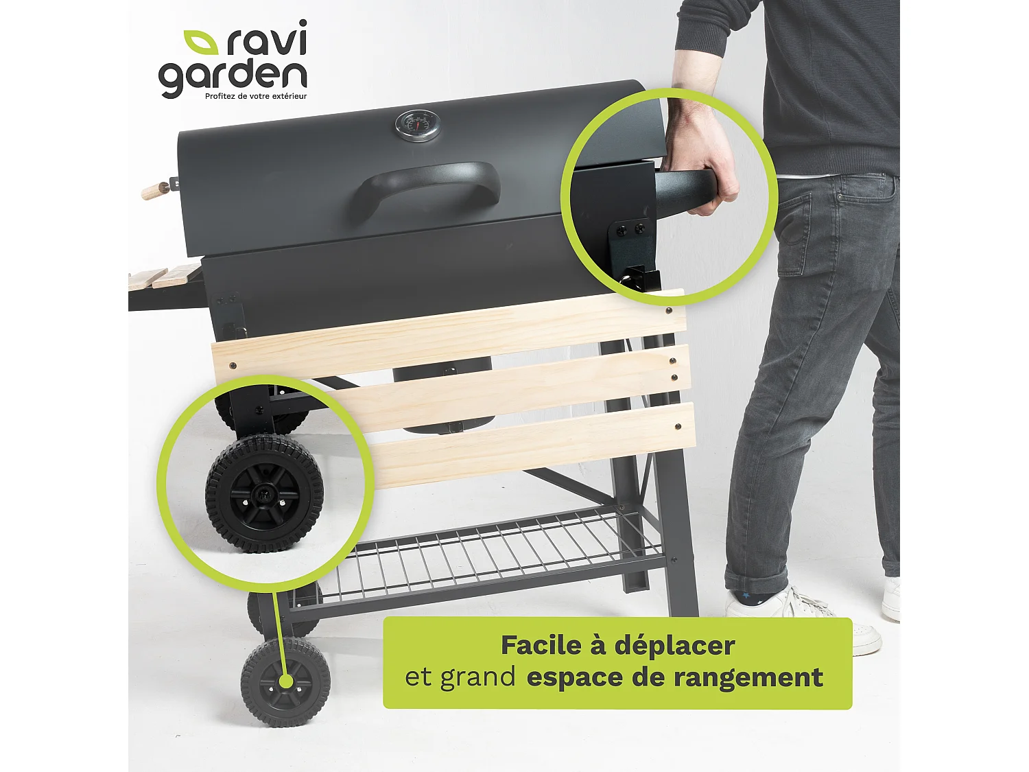 Barbecue Charbon de Bois XXL avec Couvercle | Barbecue à Charbon Américain | Barbecue Extérieur avec grille 71x38 cm