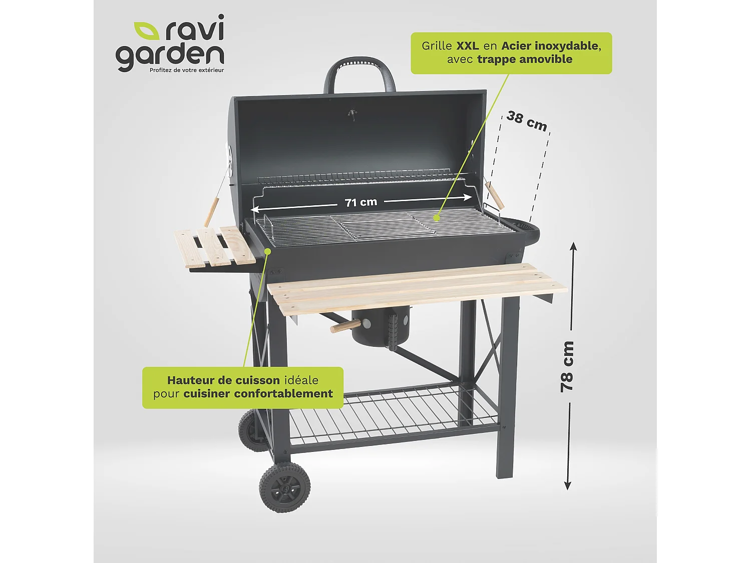 Barbecue Charbon de Bois XXL avec Couvercle | Barbecue à Charbon Américain