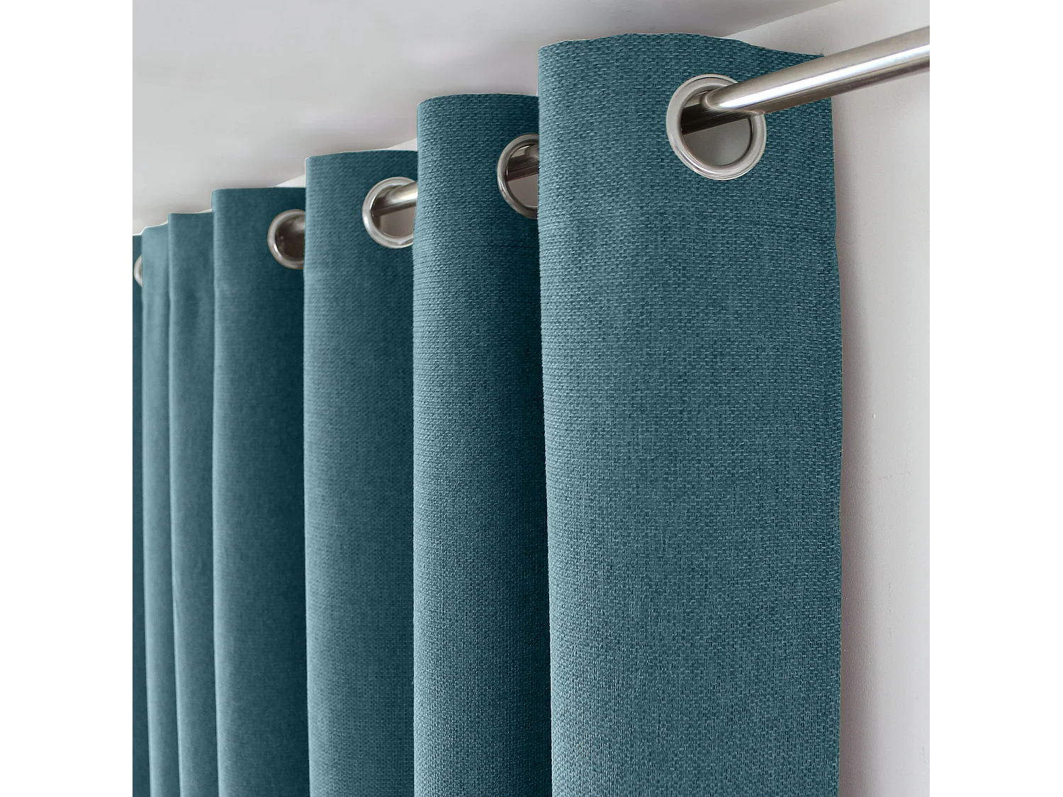 2 oogjesgordijnen, 140x240cm, gevlekte eend blauw, ingetrokken chenille fluweel, lagarta collectie