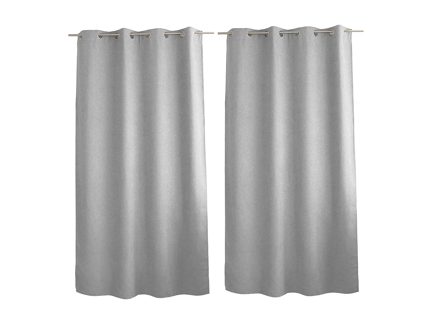 2 rideaux à œillets,  140x240cm, gris clair chiné, velours chenillé tramé, collection lagarta