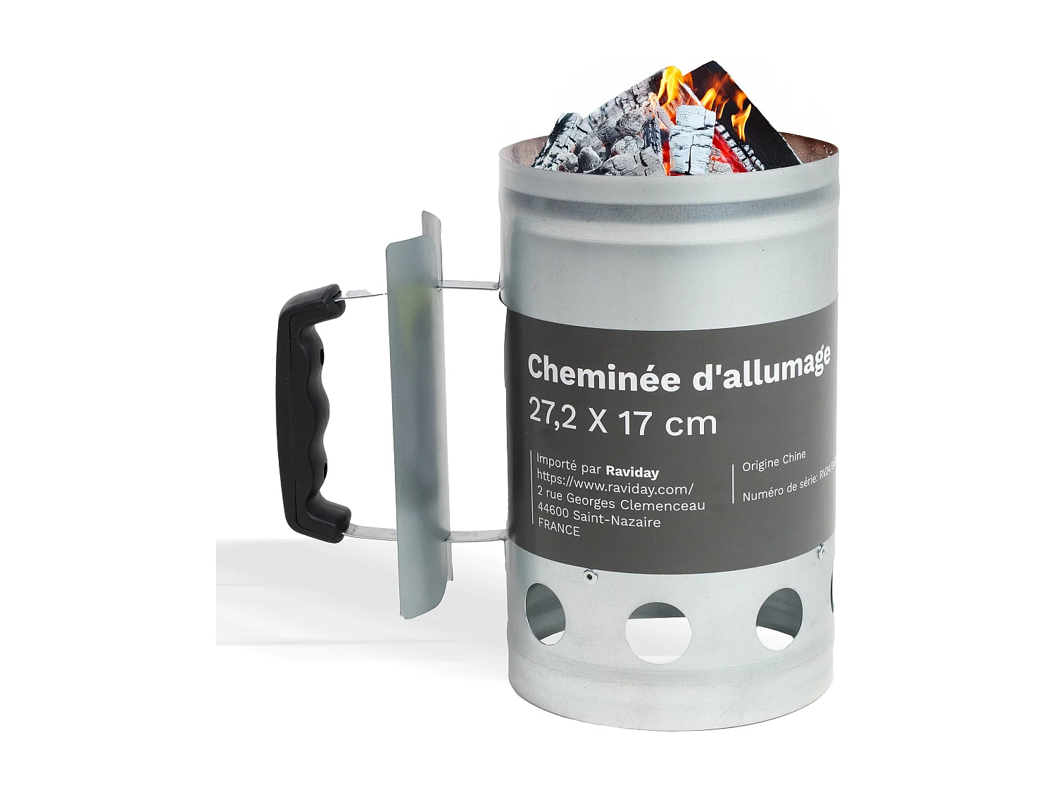 Cheminée Barbecue en Acier Galvanisé | Allume Barbecue Rapide & Efficace | Accessoire BBQ Charbon | Ravigarden