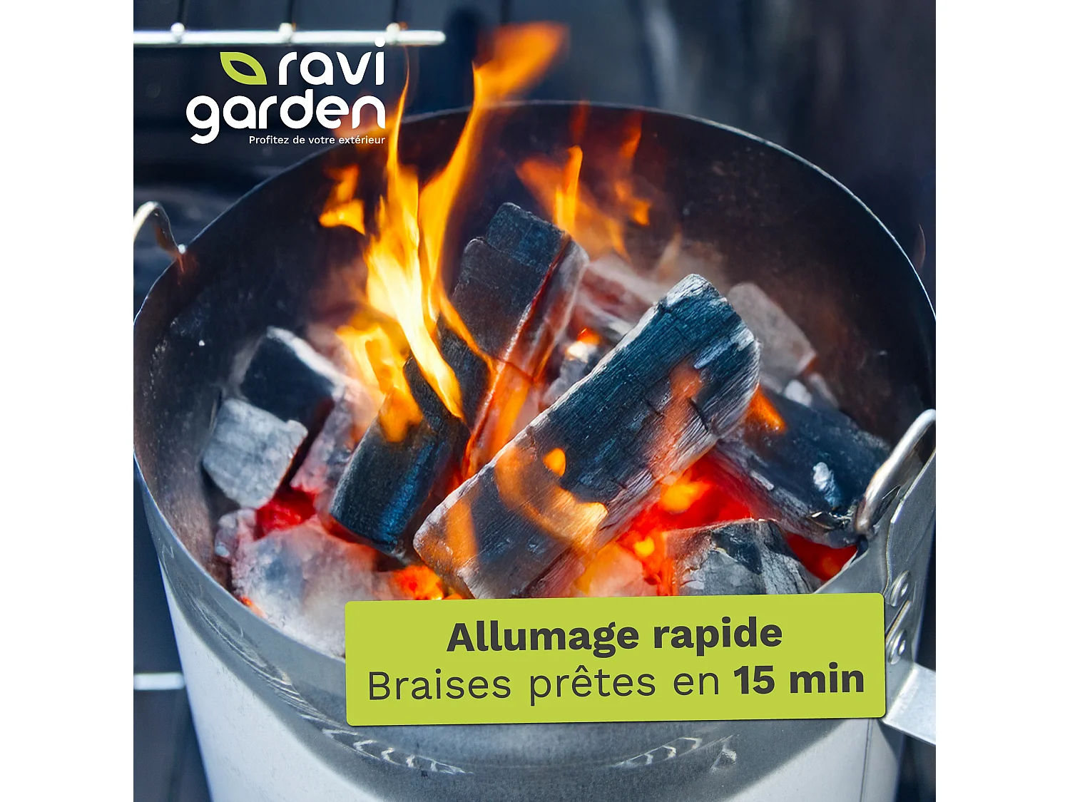 Cheminée Barbecue en Acier Galvanisé | Allume Barbecue Rapide & Efficace | Accessoire BBQ Charbon | Ravigarden
